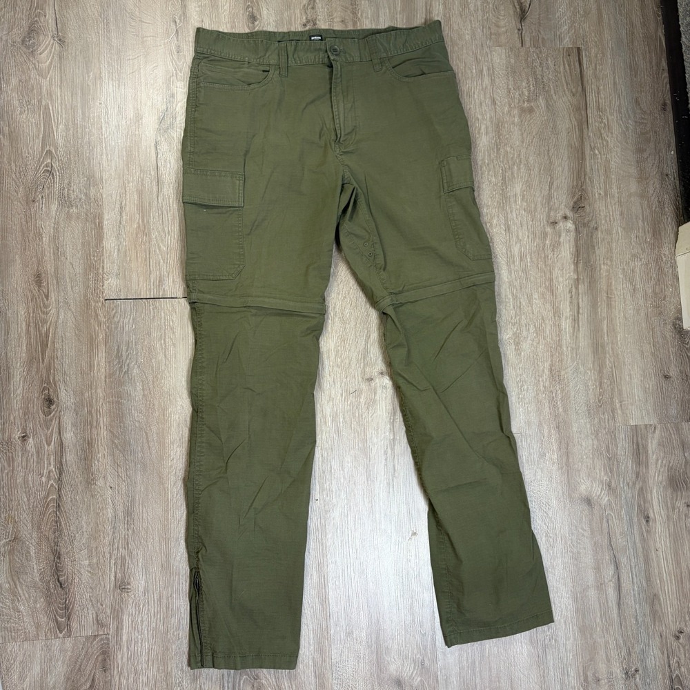 Prana Double Peak Convertible Pant Men's 35x34 Relaxed Fit Green Hiking